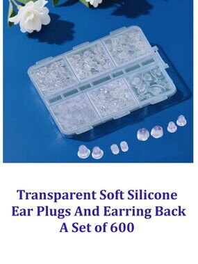 Transparent Soft Silicone  Ear Plugs And Earring Back A Set of 600